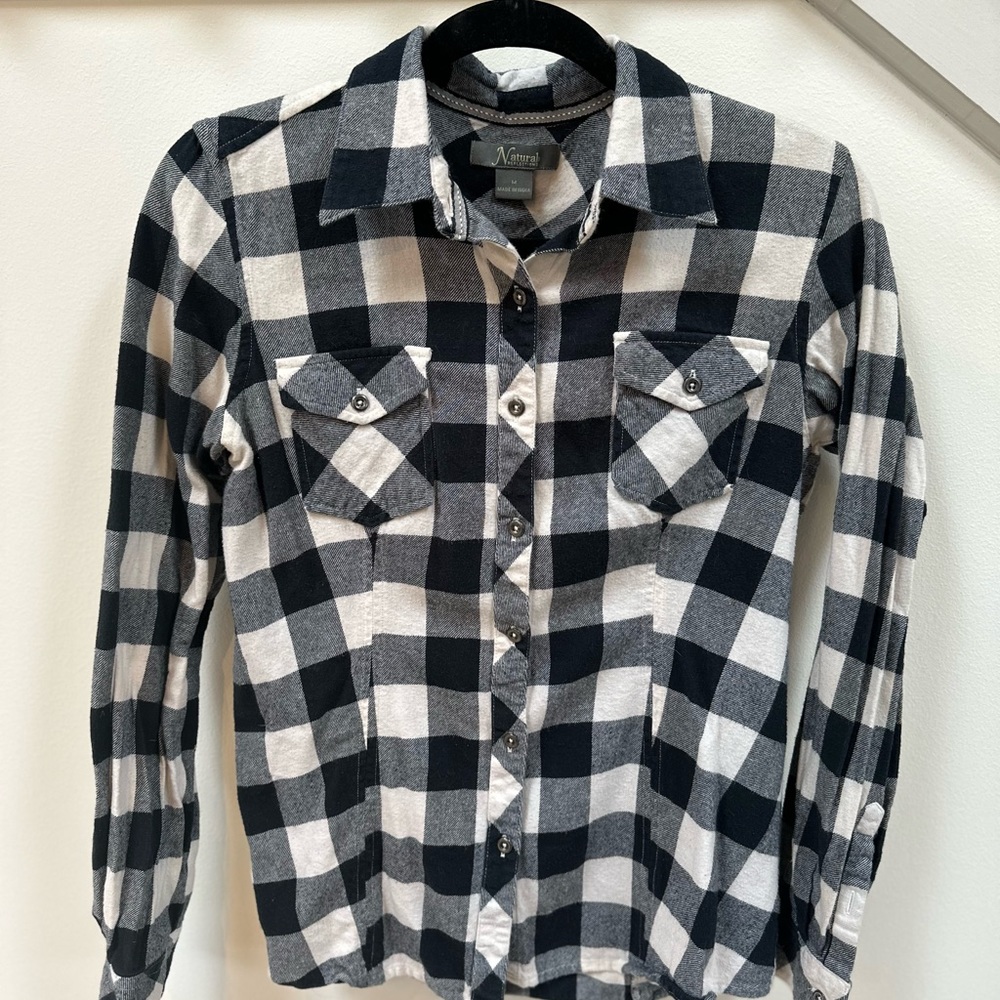 Black and white flannel button down by Natural Reflections (Size Medium)